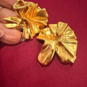 Gold Floral Statement Earrings